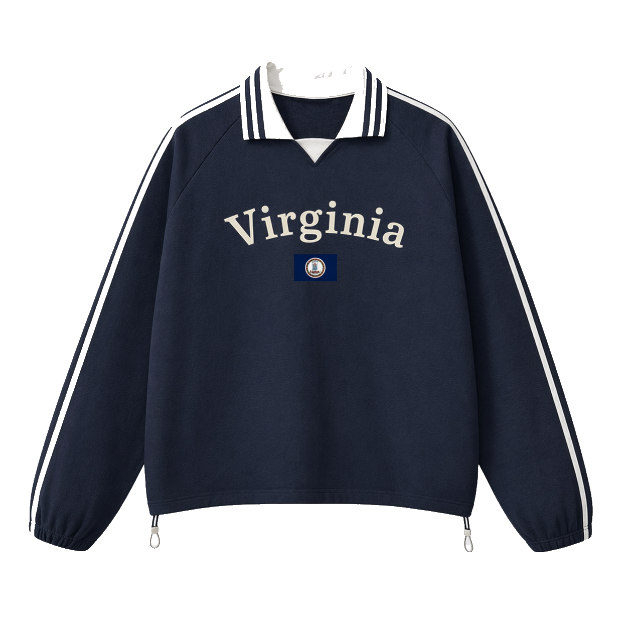 Collection 6 Virginia Contrast Striped Lapel Collar Sweatshirt - Royal Blue front