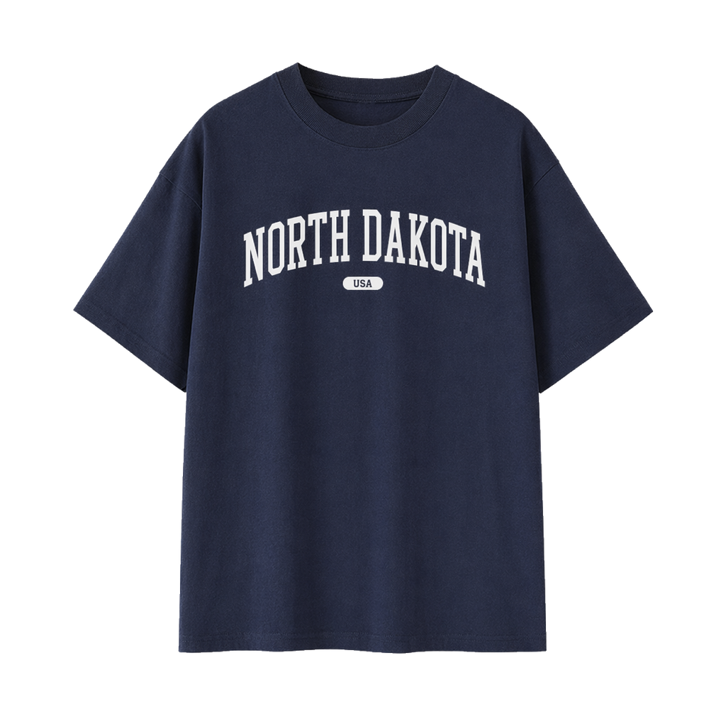 Collection 4 North Dakota Essential Cotton T-Shirt - Navy Blue front