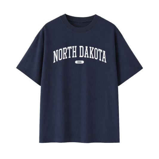 Collection 4 North Dakota Essential Cotton T-Shirt - Navy Blue front