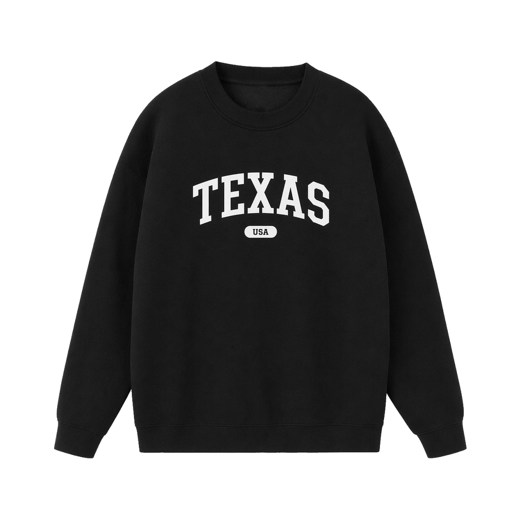 Collection 4 Texas Essential Heavyweight Crewneck Sweatshirt - Black front