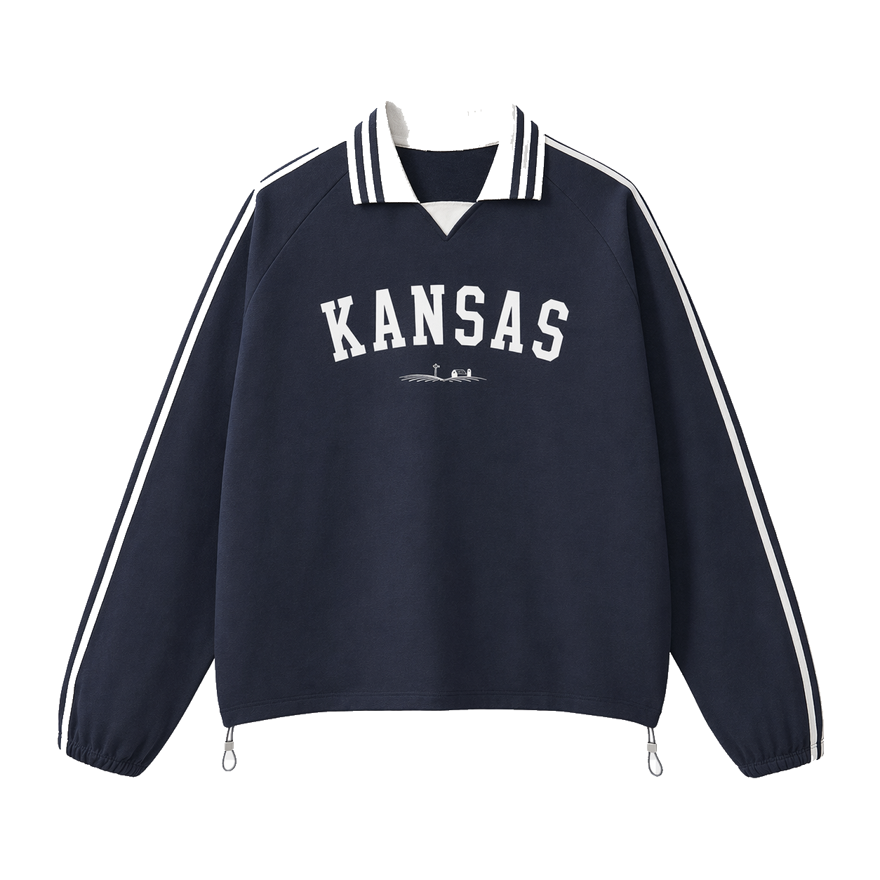 Collection 9 Kansas Contrast Striped Lapel Collar Sweatshirt - Royal Blue front