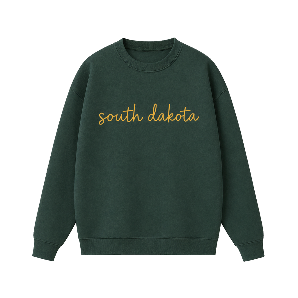 Collection 3 South Dakota Essential Heavyweight Crewneck Sweatshirt - Dark Green front