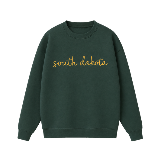 Collection 3 South Dakota Essential Heavyweight Crewneck Sweatshirt - Dark Green front