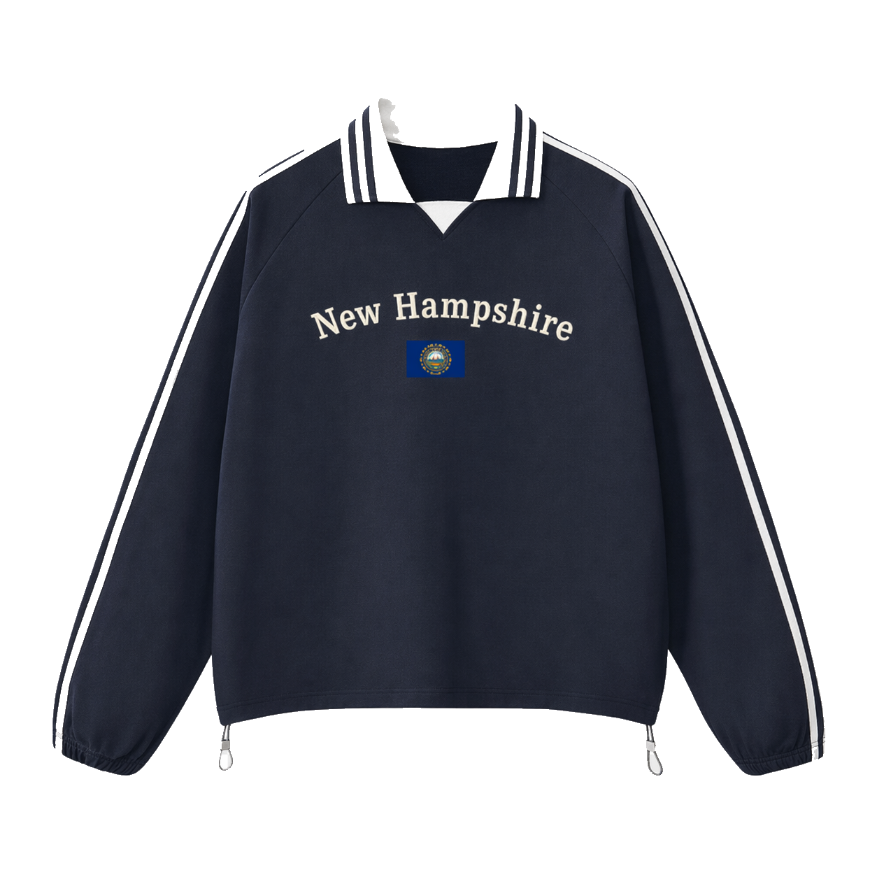 Collection 6 New Hampshire Contrast Striped Lapel Collar Sweatshirt - Royal Blue front