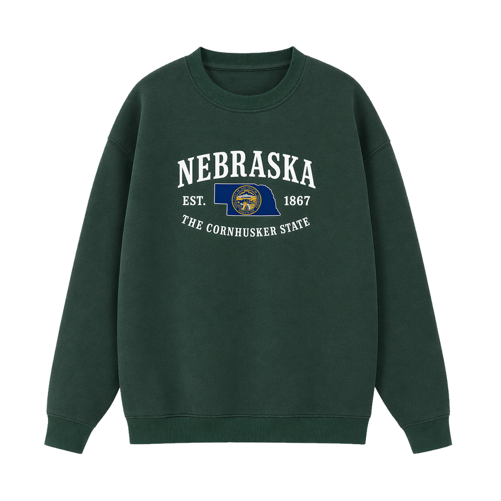 Collection 8 Nebraska Essential Heavyweight Crewneck Sweatshirt - Dark Green front