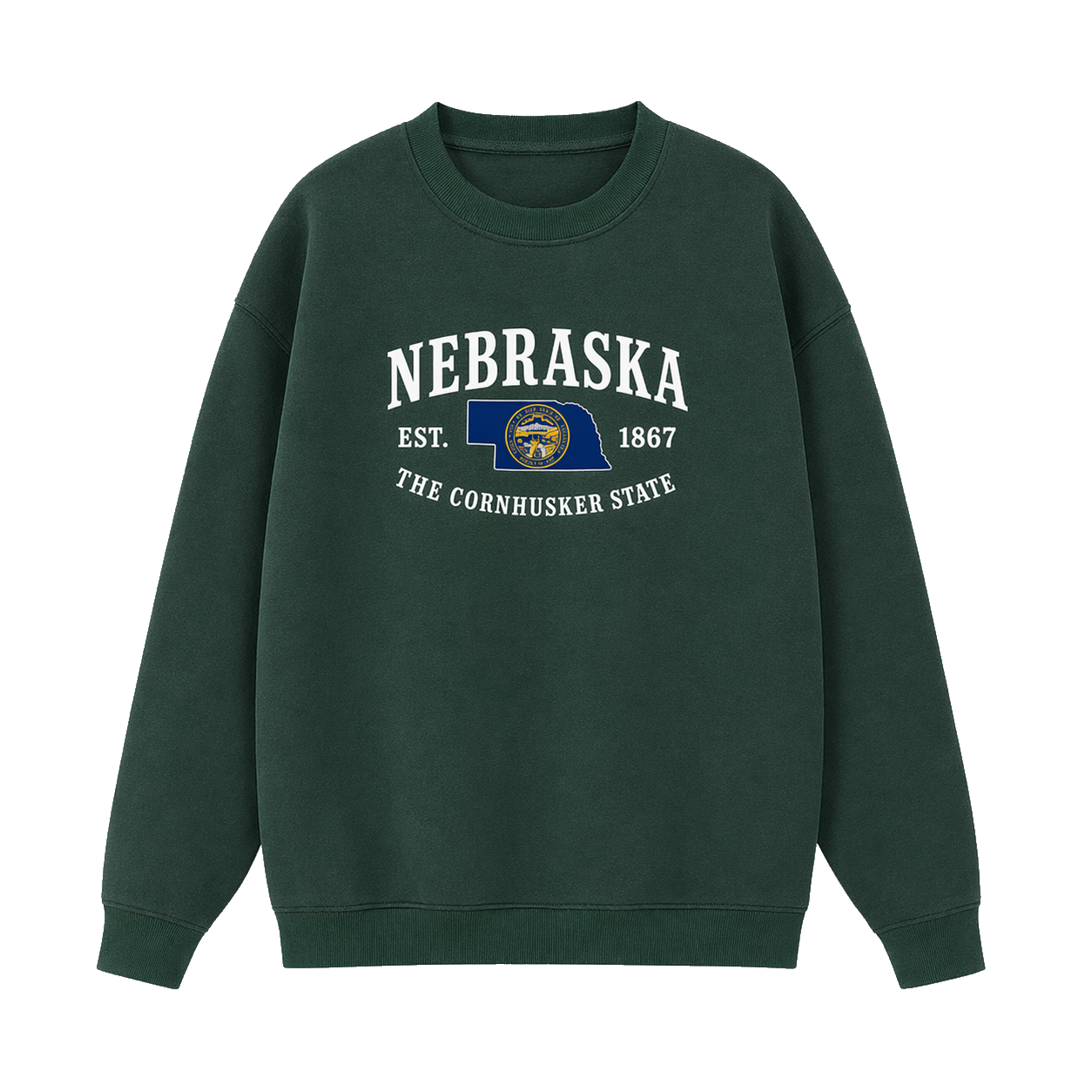 Collection 8 Nebraska Essential Heavyweight Crewneck Sweatshirt - Dark Green front