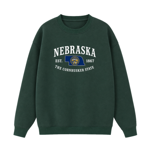 Collection 8 Nebraska Essential Heavyweight Crewneck Sweatshirt - Dark Green front