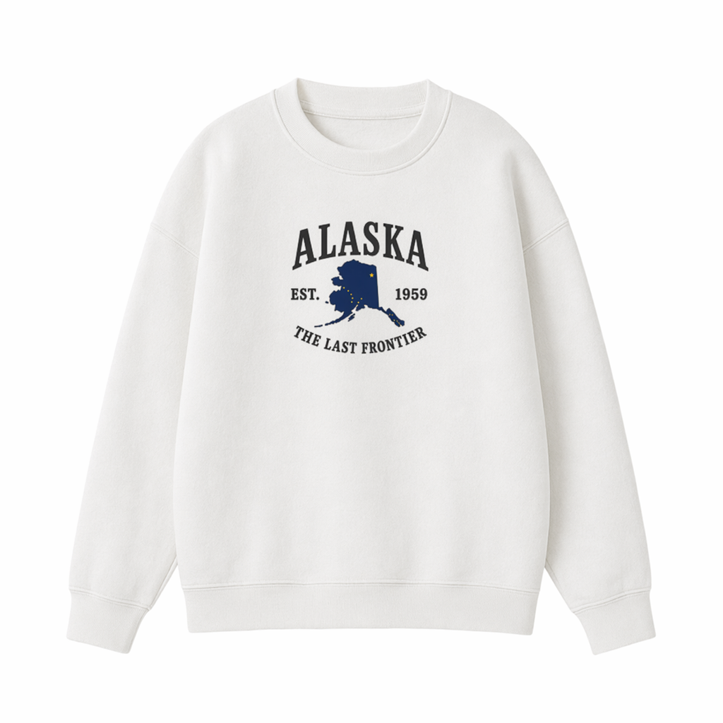 Collection 8 Alaska Essential Heavyweight Crewneck Sweatshirt - White front