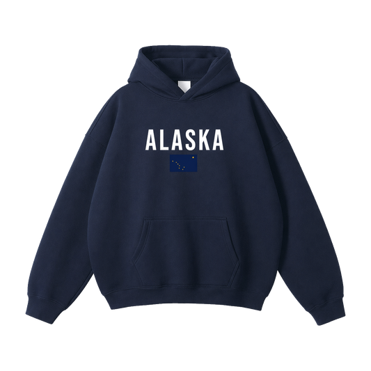 Collection 7 Alaska Oversize Fleeced Hoodie - Navy Blue front