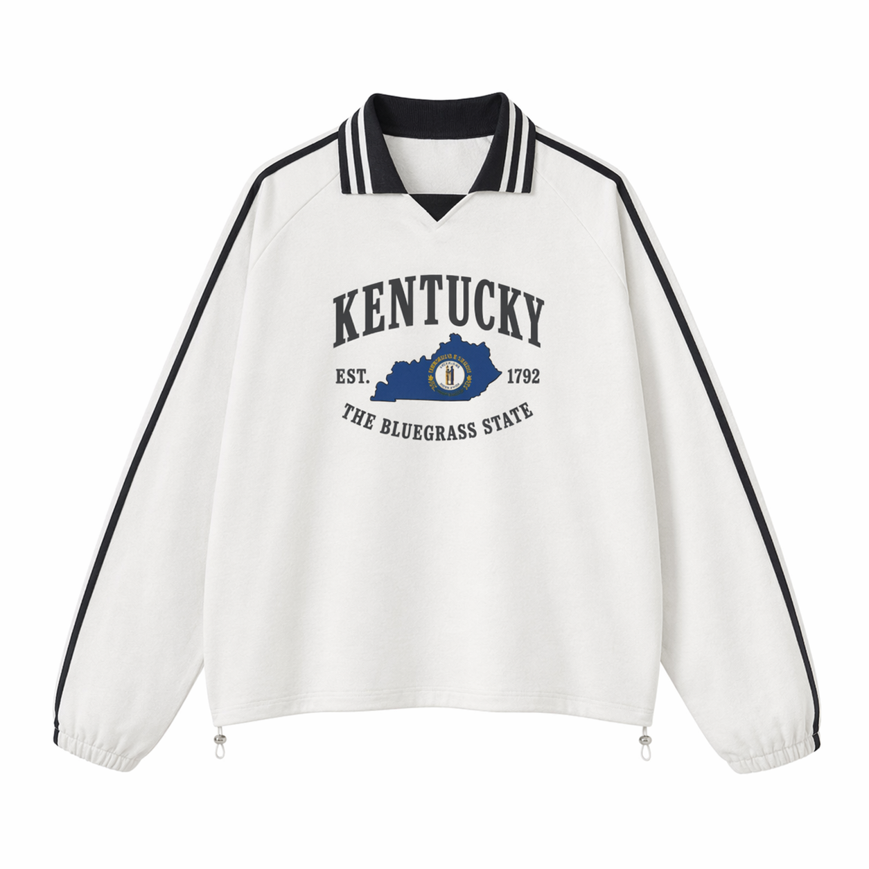 Collection 8 Kentucky Contrast Striped Lapel Collar Sweatshirt - White front