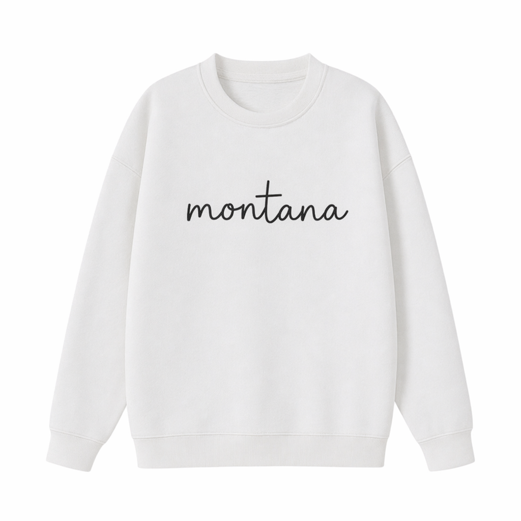 Collection 3 Montana Essential Heavyweight Crewneck Sweatshirt - White front