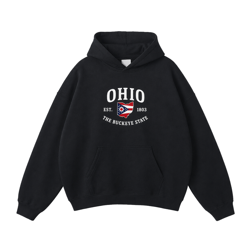 Collection 8 Ohio Oversize Fleeced Hoodie - Black front