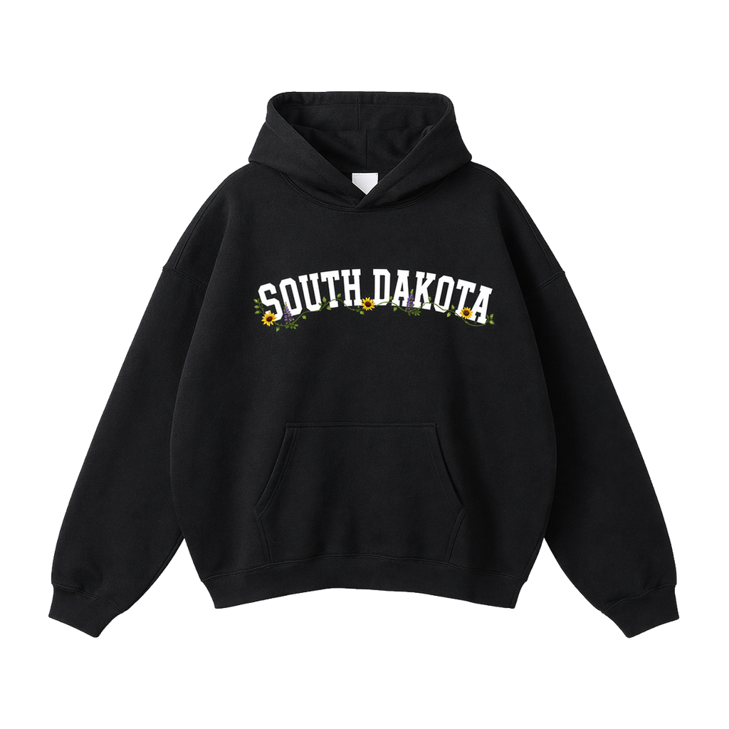 Collection 10 South Dakota Oversize Fleeced Hoodie - Black front