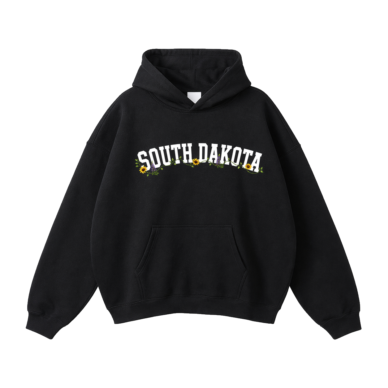 Collection 10 South Dakota Oversize Fleeced Hoodie - Black front