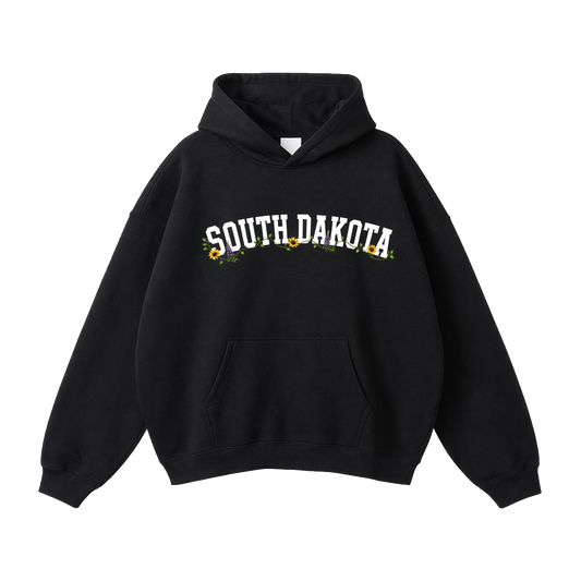 Collection 10 South Dakota Oversize Fleeced Hoodie - Black front