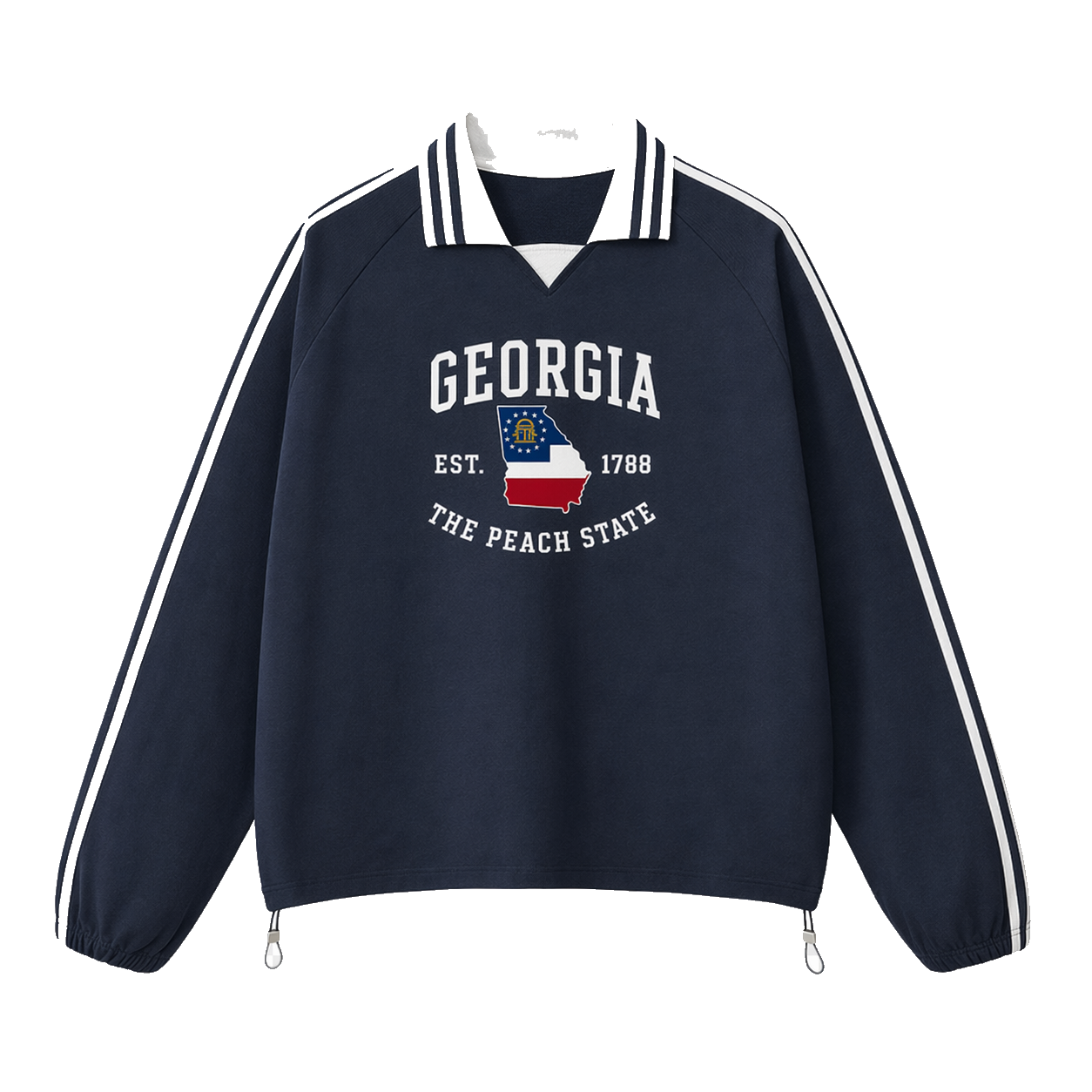Collection 8 Georgia Contrast Striped Lapel Collar Sweatshirt - Royal Blue front