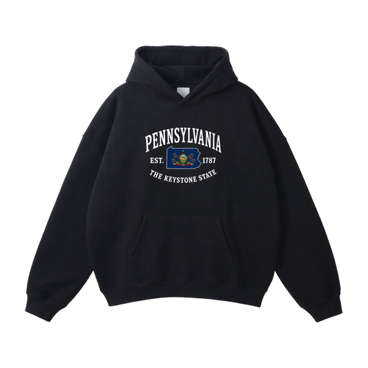 Collection 8 Pennsylvania Oversize Fleeced Hoodie - Black front