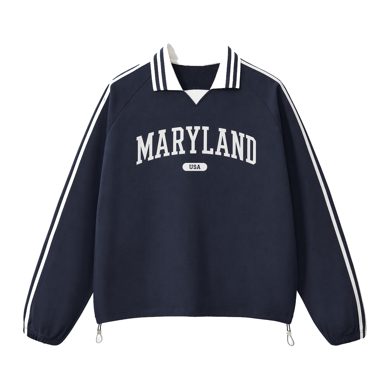 Collection 4 Maryland Contrast Striped Lapel Collar Sweatshirt - Royal Blue front