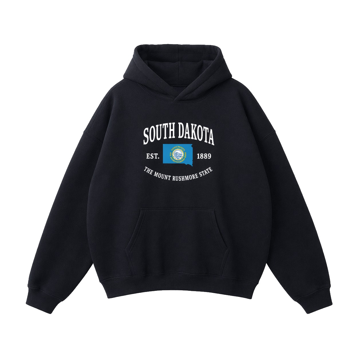 Collection 8 South Dakota Oversize Fleeced Hoodie - Black front