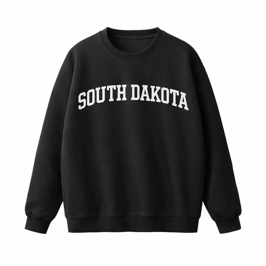 Collection 1 South Dakota Essential Heavyweight Crewneck Sweatshirt - Black front