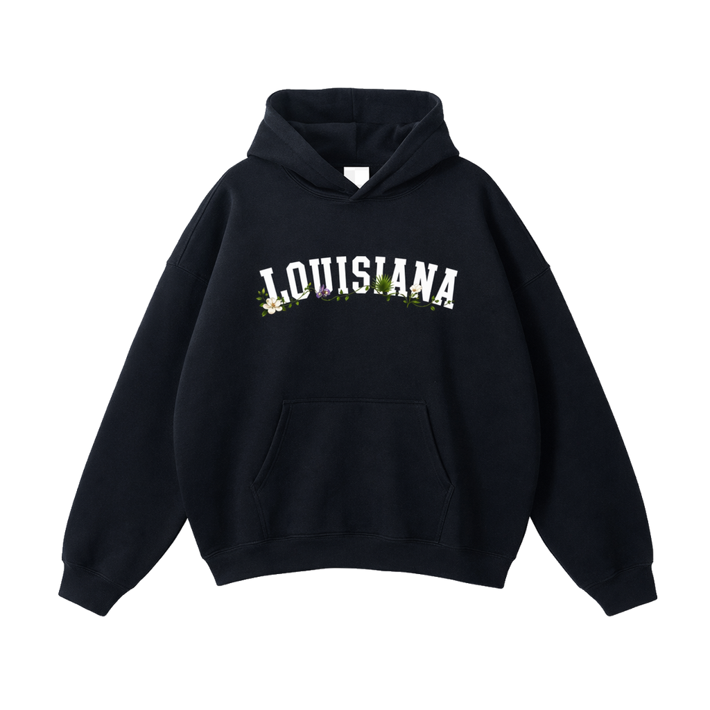 Collection 10 Louisiana Oversize Fleeced Hoodie - Black front