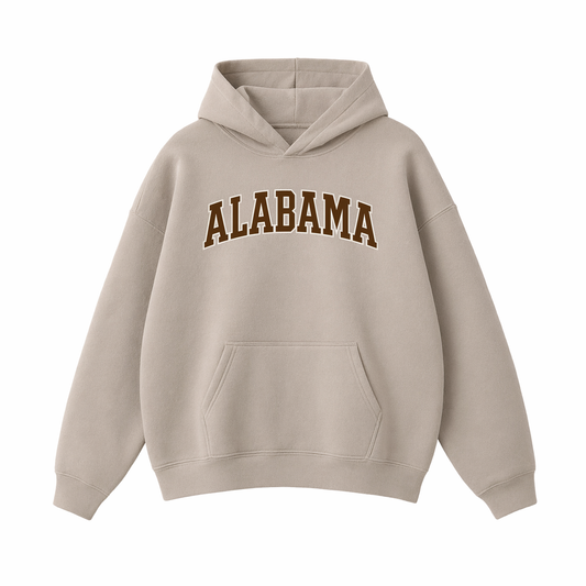 Collection 1 Alabama Oversize Fleeced Hoodie - Gray Apricot front