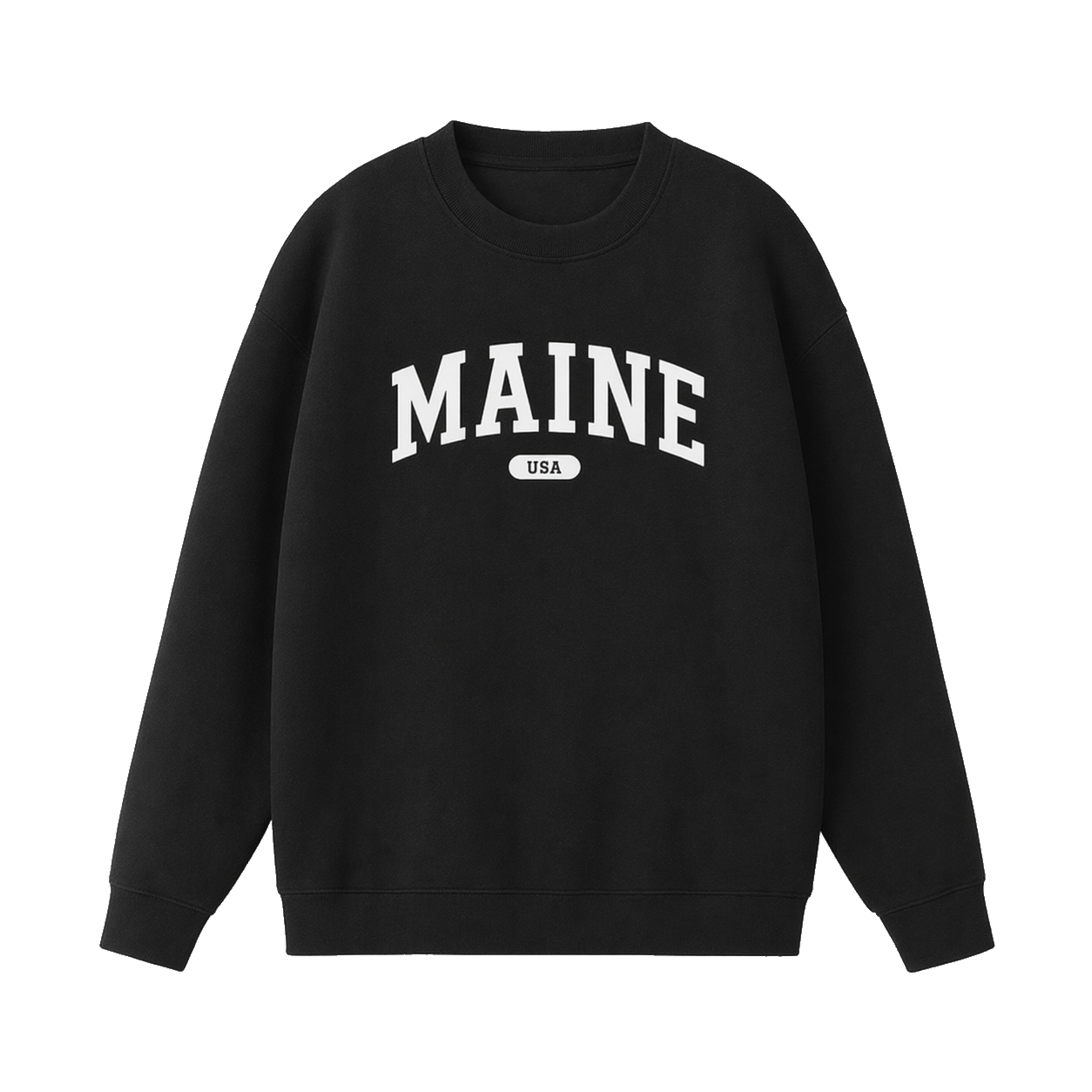 Collection 4 Maine Essential Heavyweight Crewneck Sweatshirt - Black front