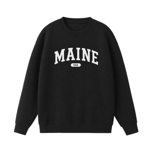 Collection 4 Maine Essential Heavyweight Crewneck Sweatshirt - Black front