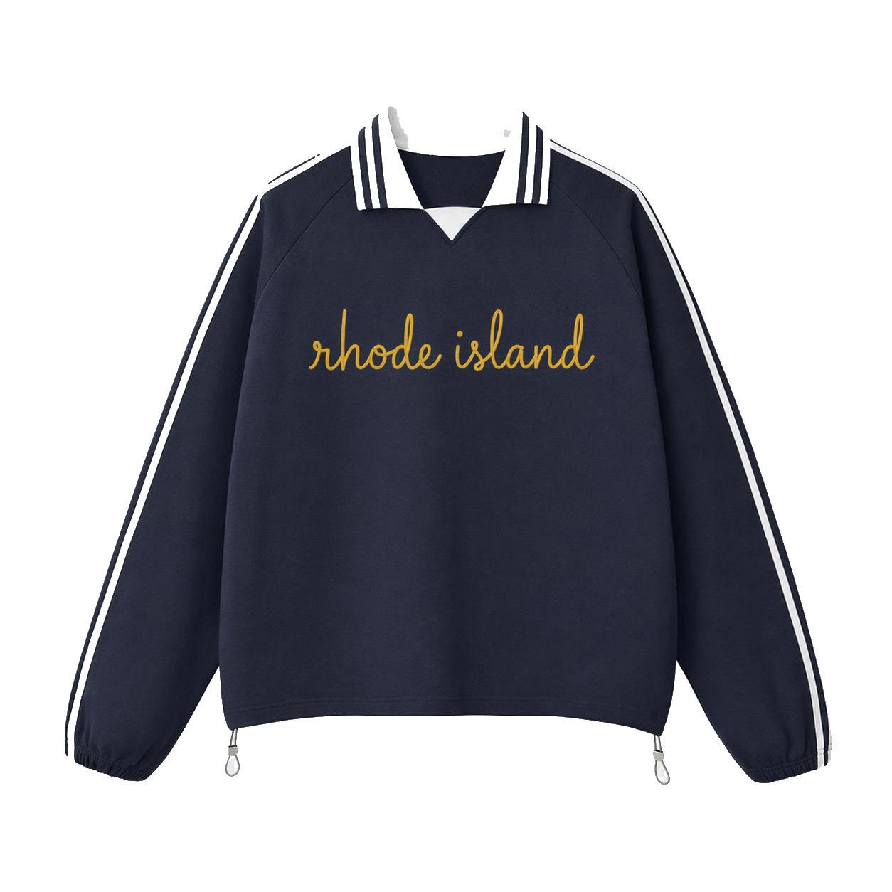 Collection 3 Rhode Island Contrast Striped Lapel Collar Sweatshirt - Royal Blue front