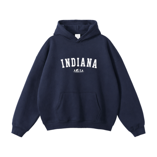 Collection 9 Indiana Oversize Fleeced Hoodie - Navy Blue front