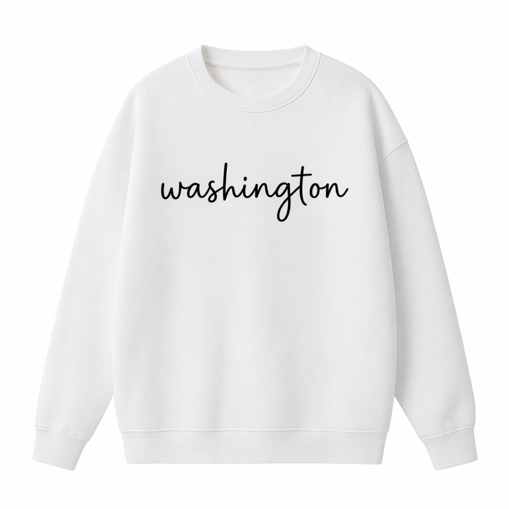 Collection 3 Washington Essential Heavyweight Crewneck Sweatshirt - White front