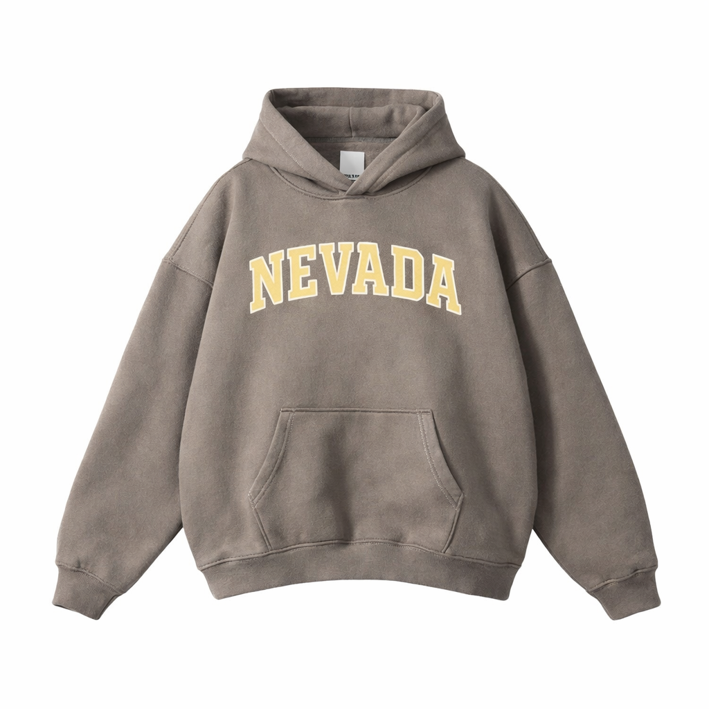 Collection 1 Nevada Oversize Fleeced Hoodie - Gray Coffee front