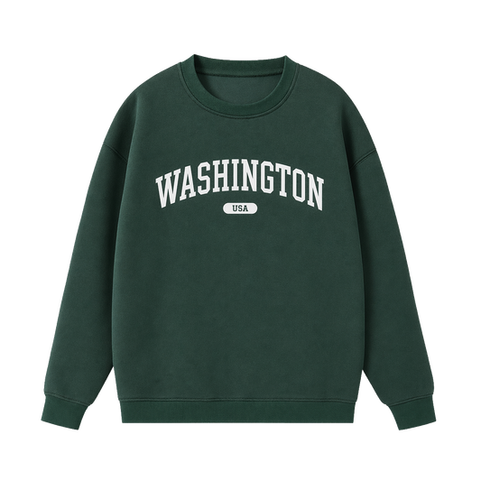 Collection 4 Washington Essential Heavyweight Crewneck Sweatshirt - Dark Green front