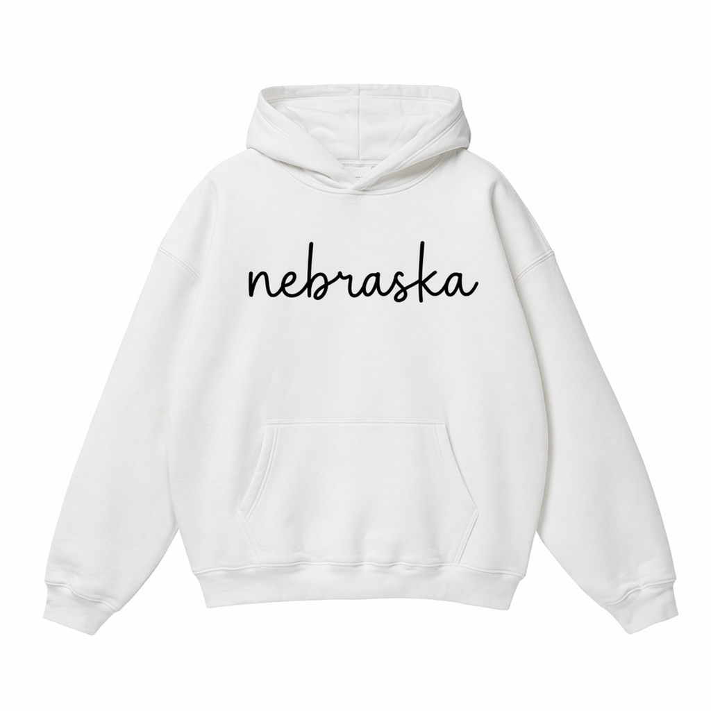 Collection 3 Nebraska Oversize Fleeced Hoodie - White front