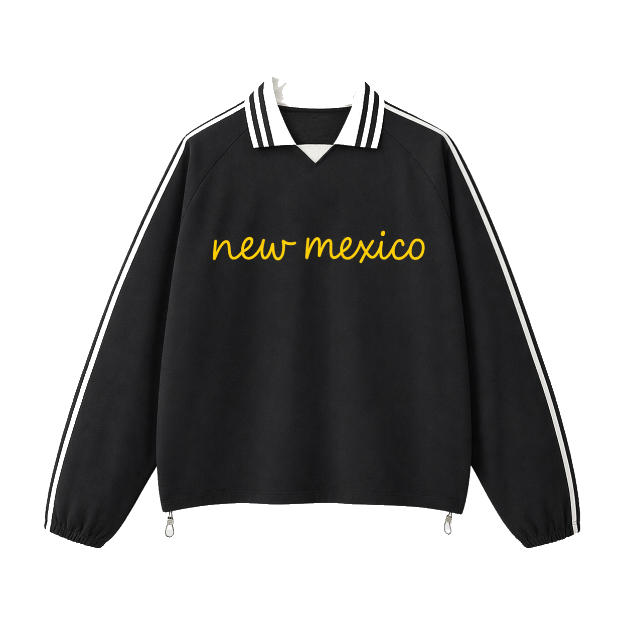 Collection 3 New Mexico Contrast Striped Lapel Collar Sweatshirt - Black front