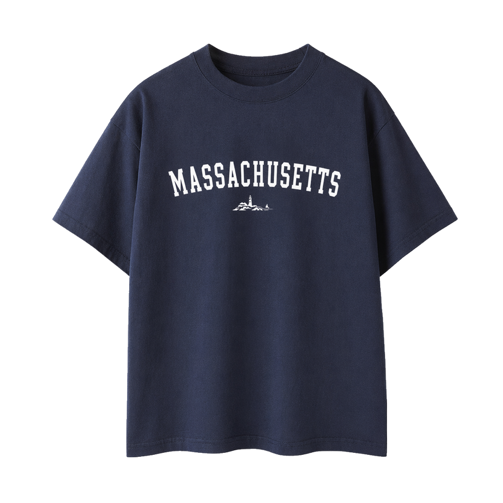 Collection 9 Massachusetts Essential Cotton T-Shirt - Navy Blue front