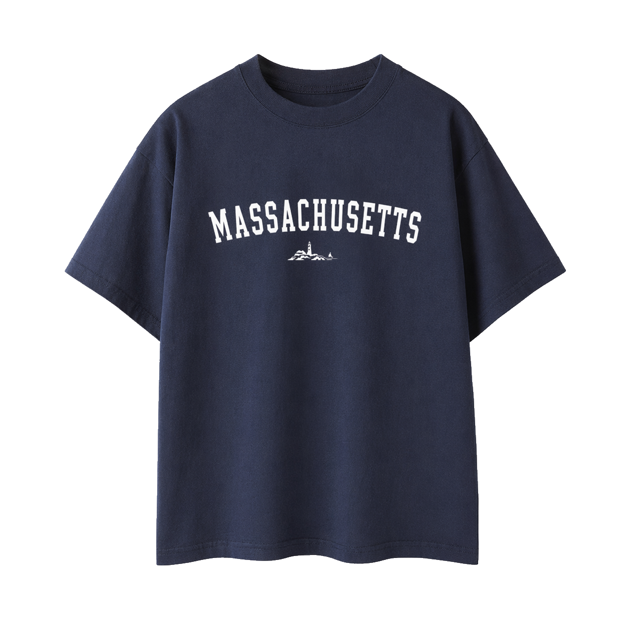 Collection 9 Massachusetts Essential Cotton T-Shirt - Navy Blue front