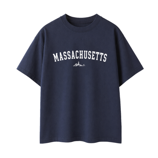 Collection 9 Massachusetts Essential Cotton T-Shirt - Navy Blue front