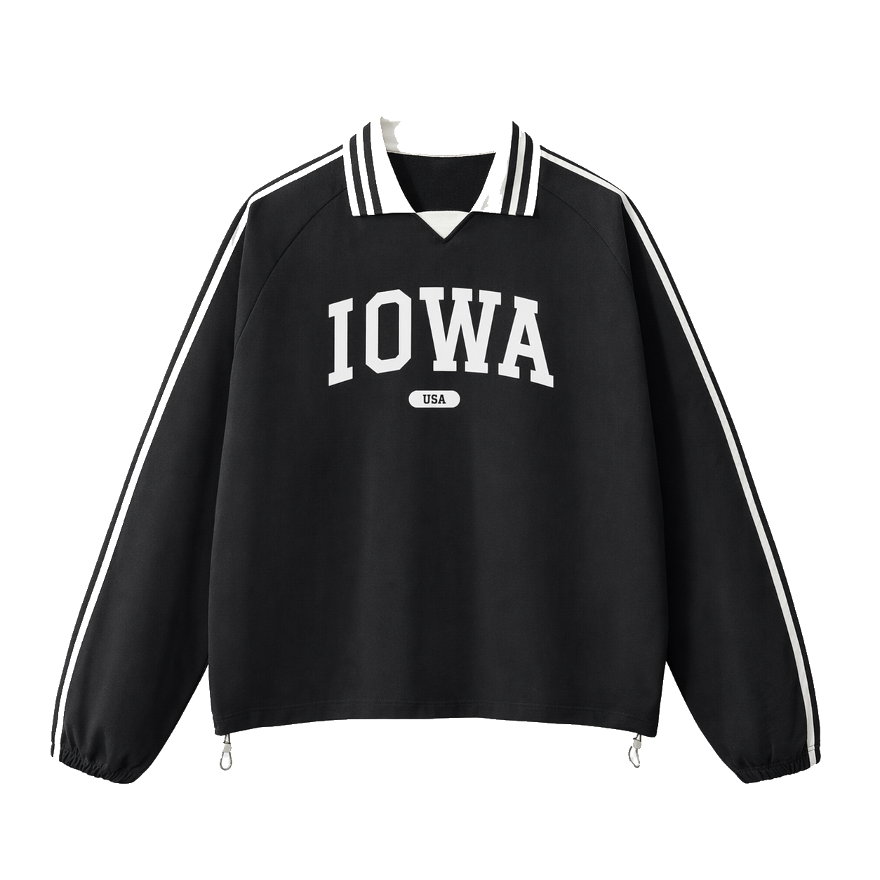 Collection 4 Iowa Contrast Striped Lapel Collar Sweatshirt - Black front