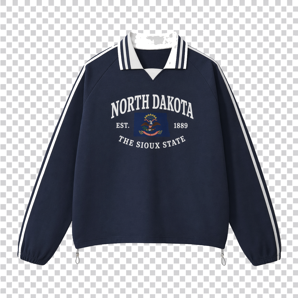 Collection 8 North Dakota Contrast Striped Lapel Collar Sweatshirt - Royal Blue front