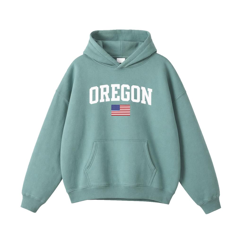 Collection 2 Oregon Oversize Fleeced Hoodie - Medium Green front