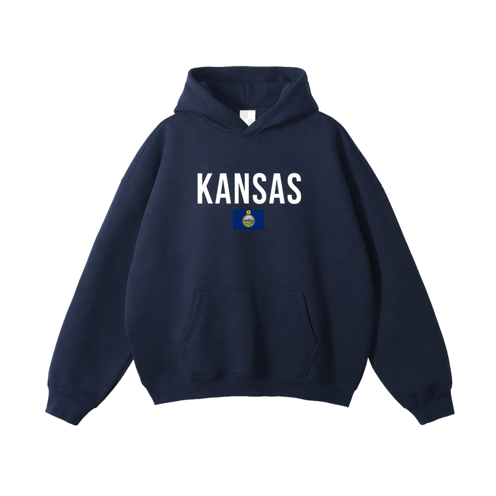 Collection 7 Kansas Oversize Fleeced Hoodie - Navy Blue front