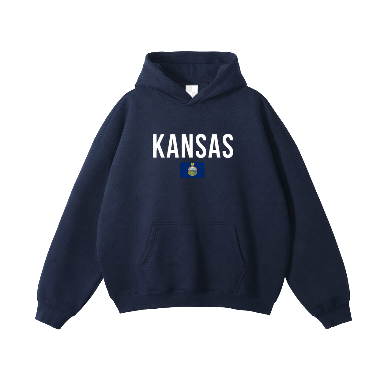 Collection 7 Kansas Oversize Fleeced Hoodie - Navy Blue front