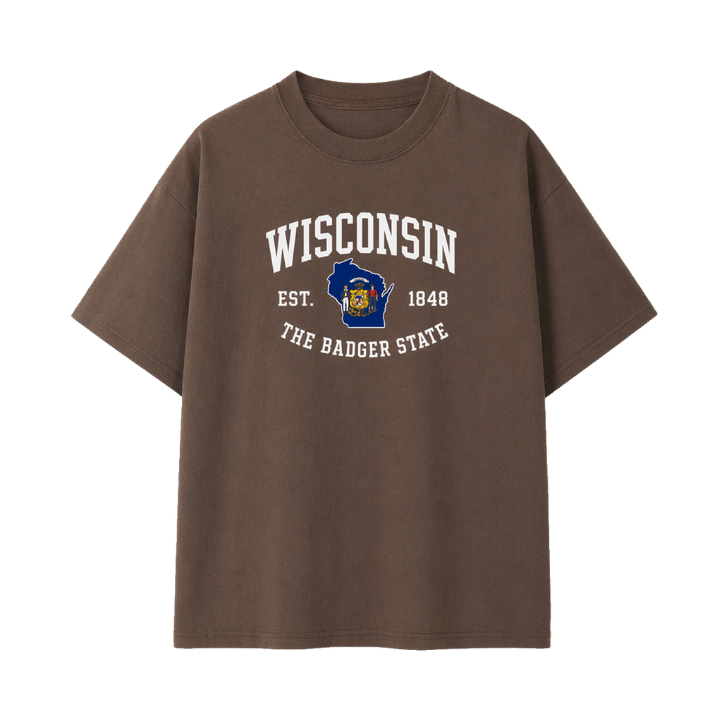 Collection 8 Wisconsin Essential Cotton T-Shirt - Coffee front