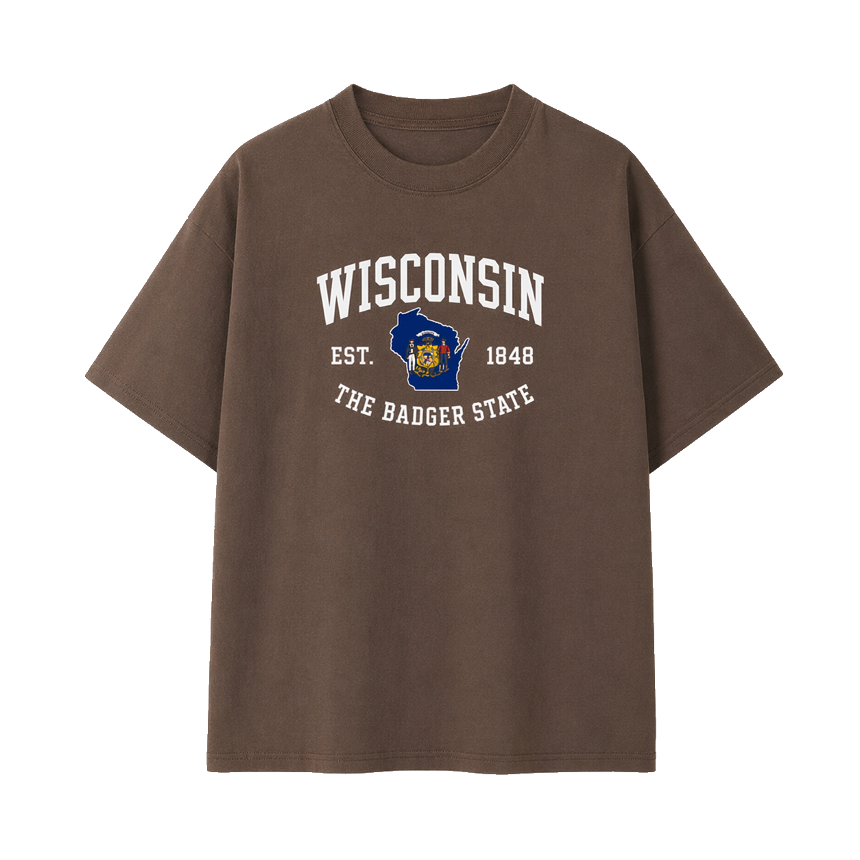 Collection 8 Wisconsin Essential Cotton T-Shirt - Coffee front