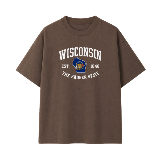 Collection 8 Wisconsin Essential Cotton T-Shirt - Coffee front