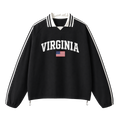 Collection 2 Virginia Contrast Striped Lapel Collar Sweatshirt - Black front
