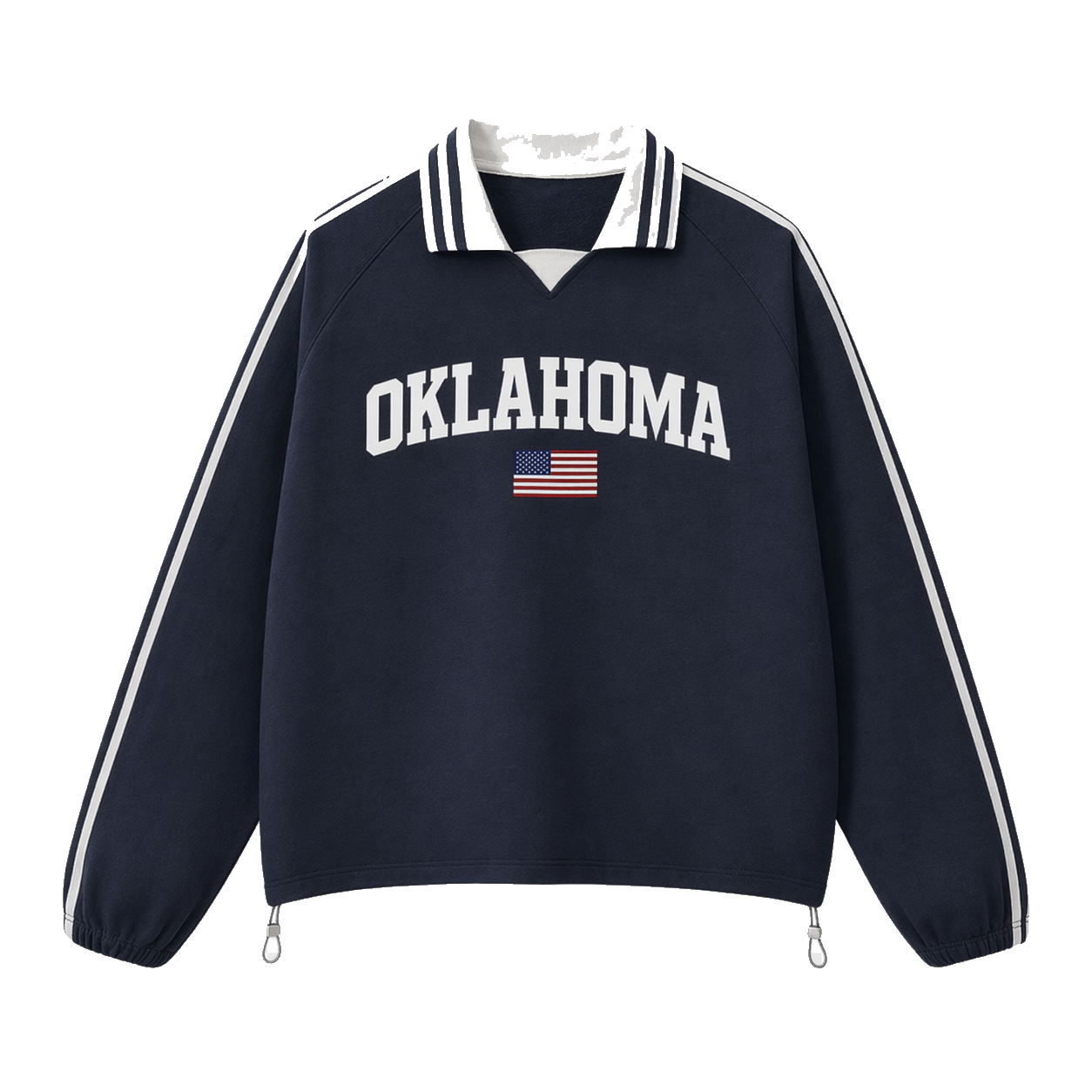 Collection 2 Oklahoma Contrast Striped Lapel Collar Sweatshirt - Royal Blue front