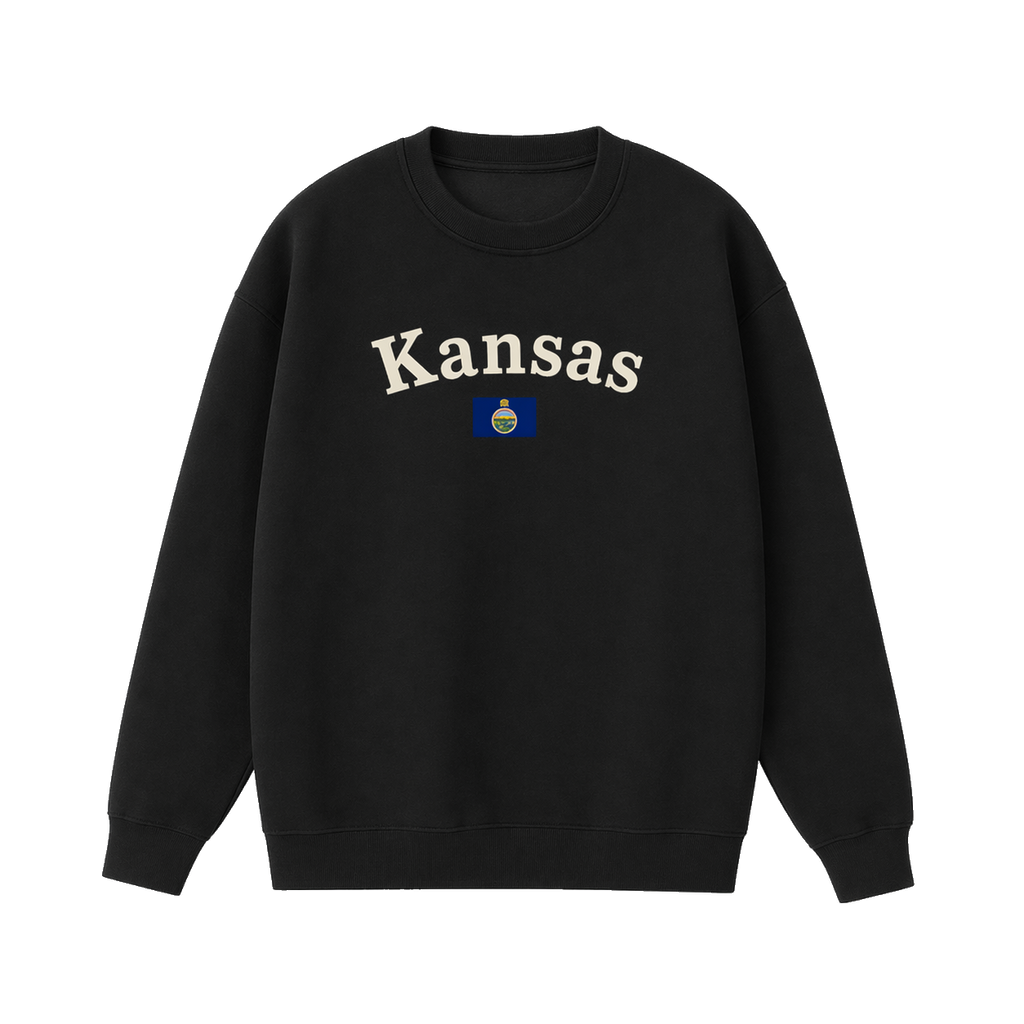 Collection 6 Kansas Essential Heavyweight Crewneck Sweatshirt - Black front