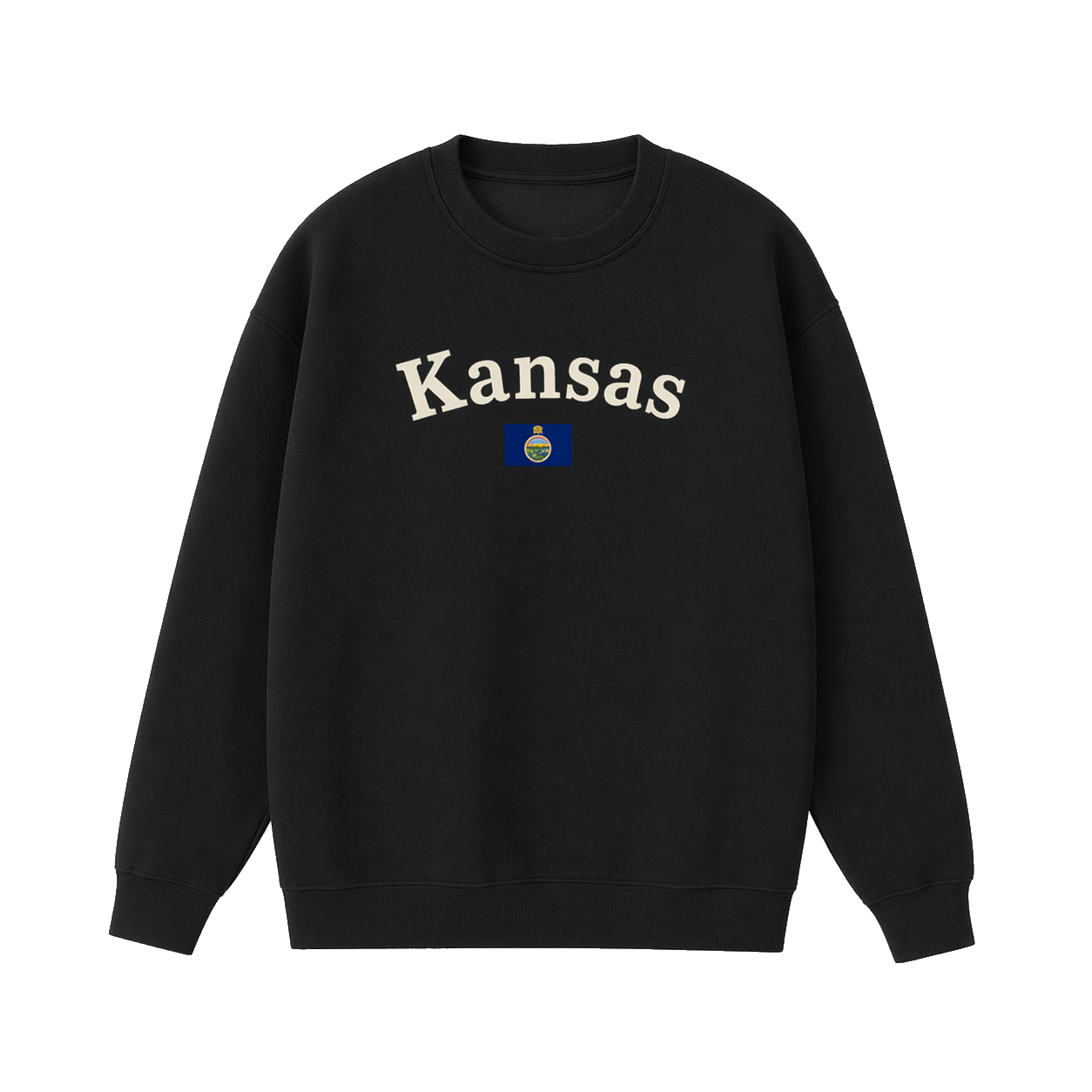 Collection 6 Kansas Essential Heavyweight Crewneck Sweatshirt - Black front
